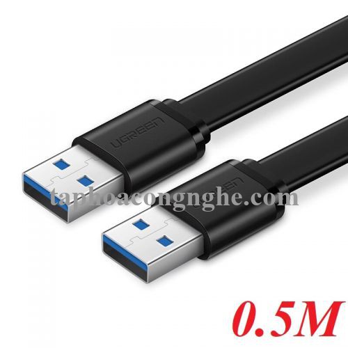Ugreen 30150 0.5M màu Đen Cáp 2 đầu USB 3.0 dương dáng dẹt cao cấp US128 30030150